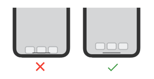 Safe area on the bottom of an iPhone