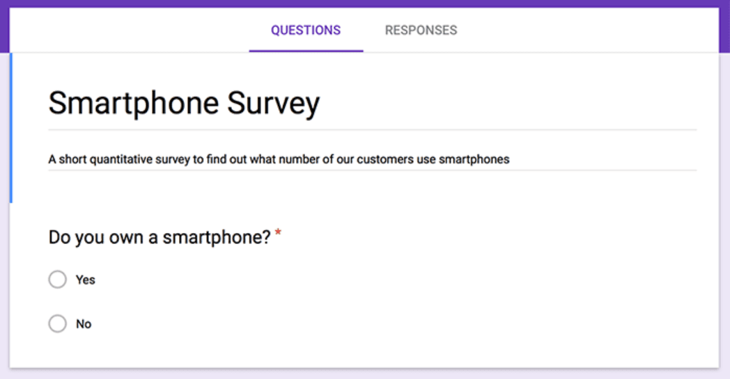 Smartphone survey asking if you own a smartphone