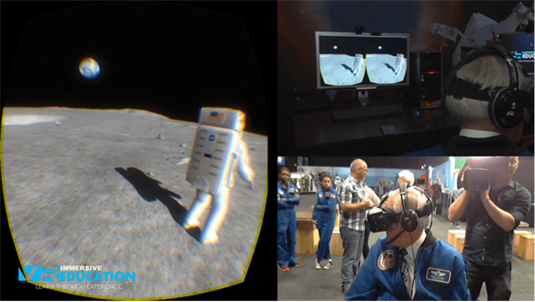 Man using virtual reality to explore the moon