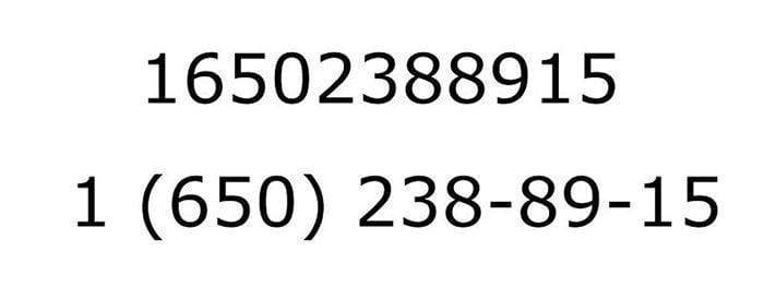 Correct and incorrect formats of a phone number