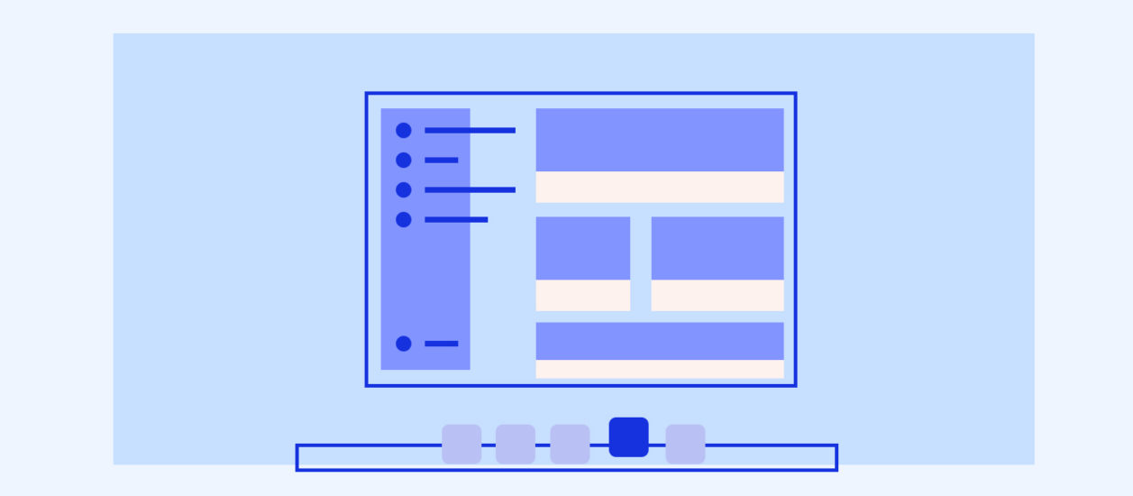 Illustration of layout for a desktop application on a computer screen