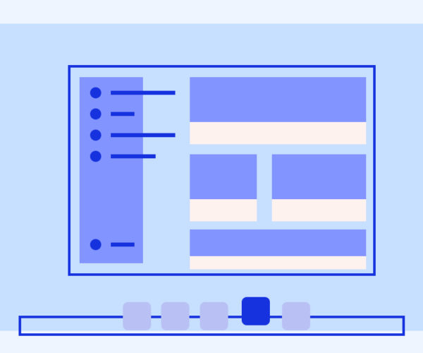 Illustration of layout for a desktop application on a computer screen