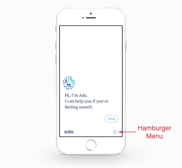 Applications will have their own navigation menus, an example is for ada with iOS.