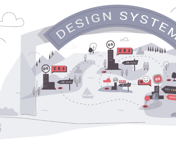An illustrated representation of a design system's ecosystem within an organization.