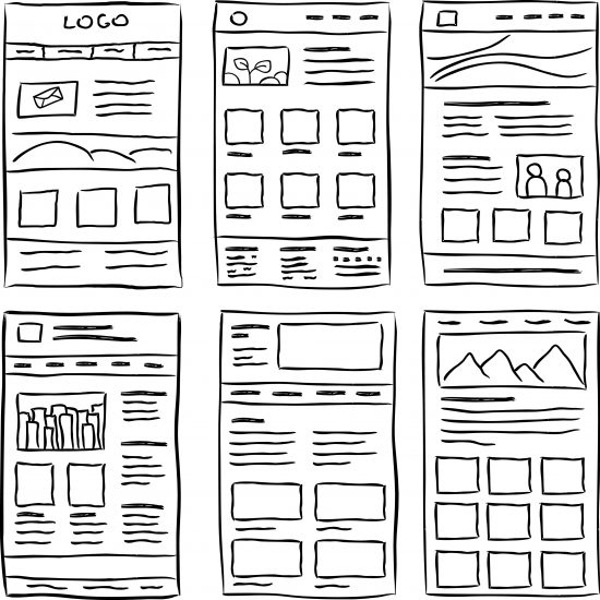 Examples of mobile wireframe sketches. 