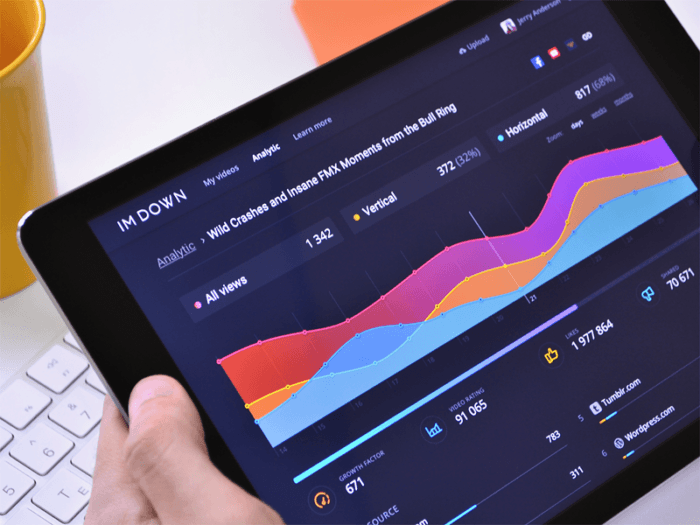  Person holding a tablet device reading a graph.