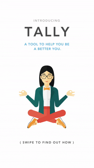  gif showing onboarding screens for the app Tally. 