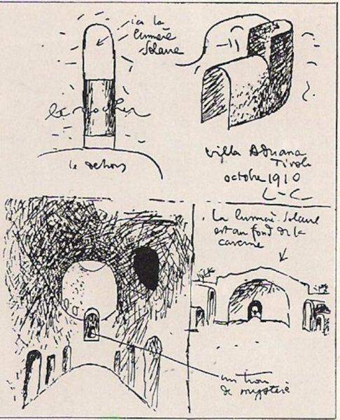  Sketch of a street from ancient times on paper by Le Corbusier.