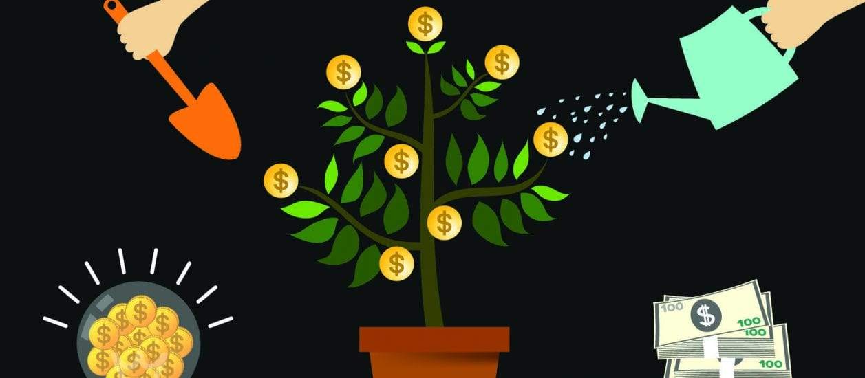 illustration of people gardening a money tree