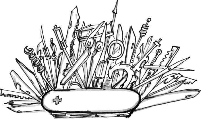  drawing of a swiss army knife