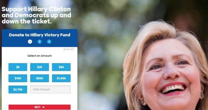  An example of Hillary Clinton in an advertisement but she's looking away from the call to action.