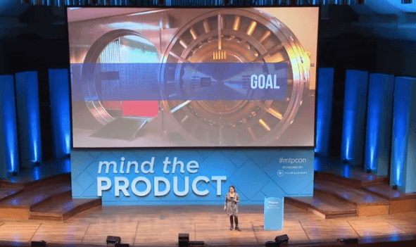  Laura Klein speaking at Mind the Product tech conference.