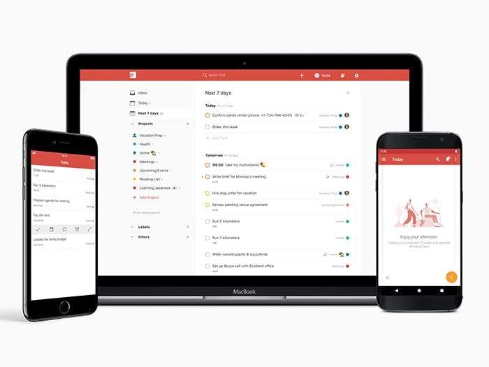  Screenshot of Todoist's apps on multiple sized screens.