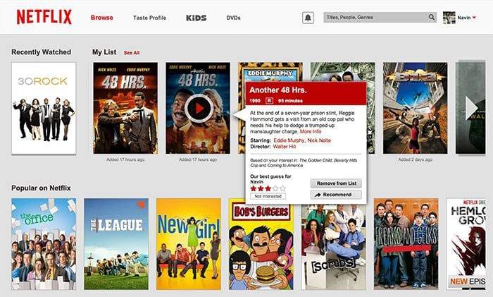  Screenshot of Netflix in 2012 with a grid of cards showing what shows they have available. 