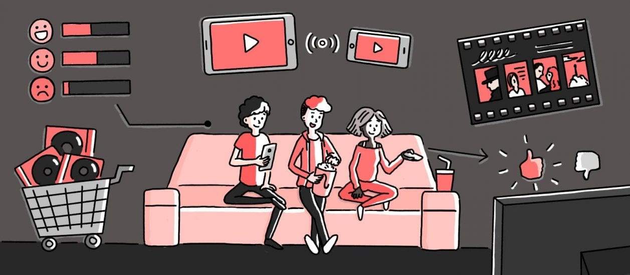 illustration of people on a couch watching netflix