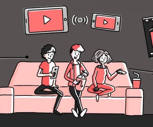 illustration of people on a couch watching netflix