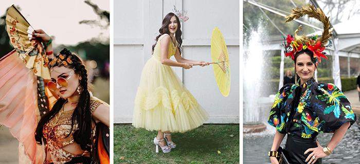 Three of the unique hats created by Fab Hatters. In the middle, country singer Kasey Musgraves sports one of the creations.