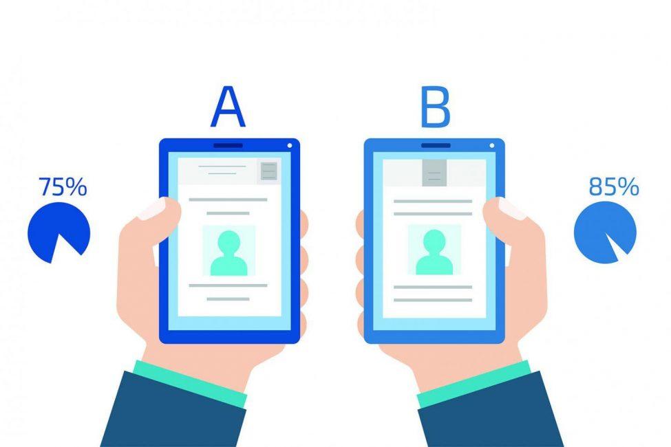 A-B comparison. Split testing. Concept computer vector illustration