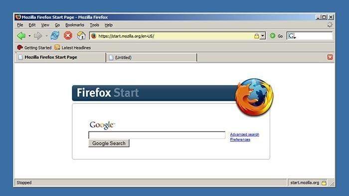 A screenshot of Mozilla Firefox in 2004