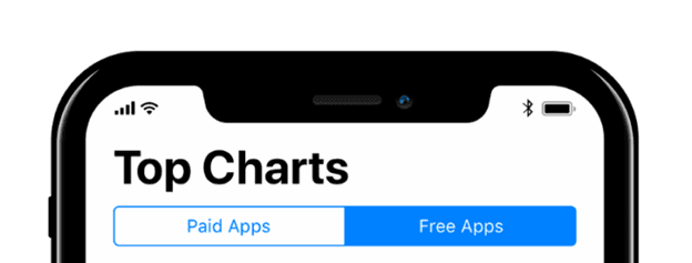 The notch area shown on an iPhone