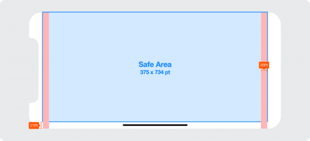 Safe area guide for iPhone X