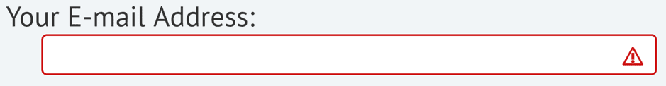 Email form field with red border around missing e-mail address