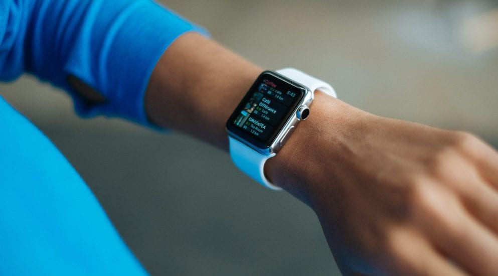 Person looking at an Apple iwatch display