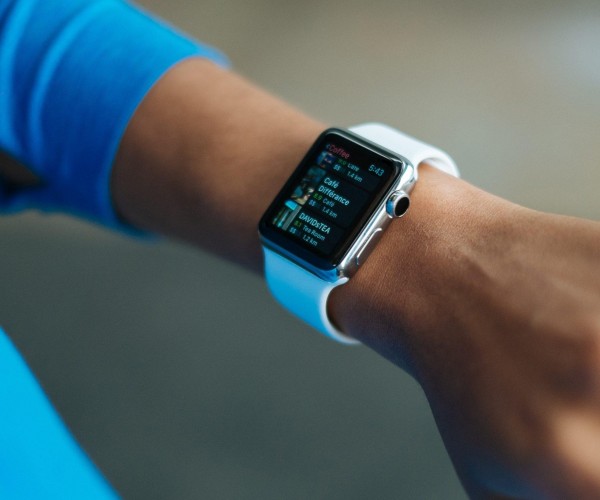 Person looking at an Apple iwatch display