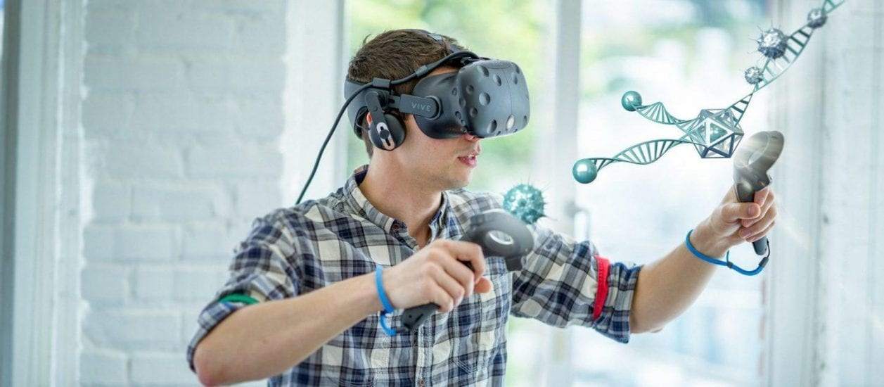 Man using virtual reality googles
