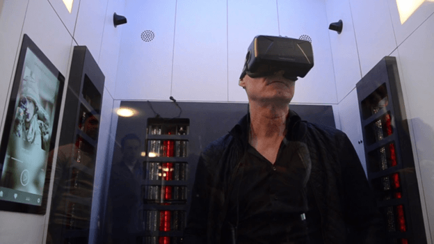 Elderly person using virtual reality