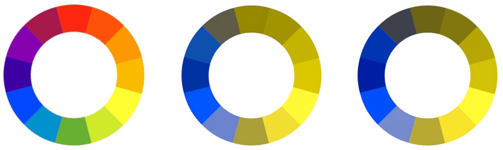 Colors as seen with a red-green color deficiency