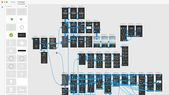 screenshot of various screens and how they are connected