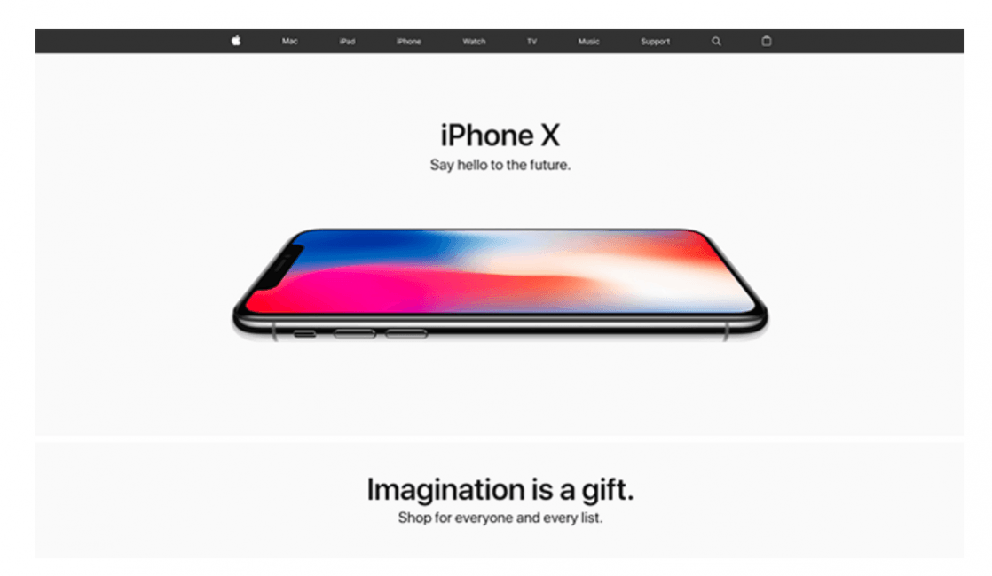 Screenshot of the Apple homepage