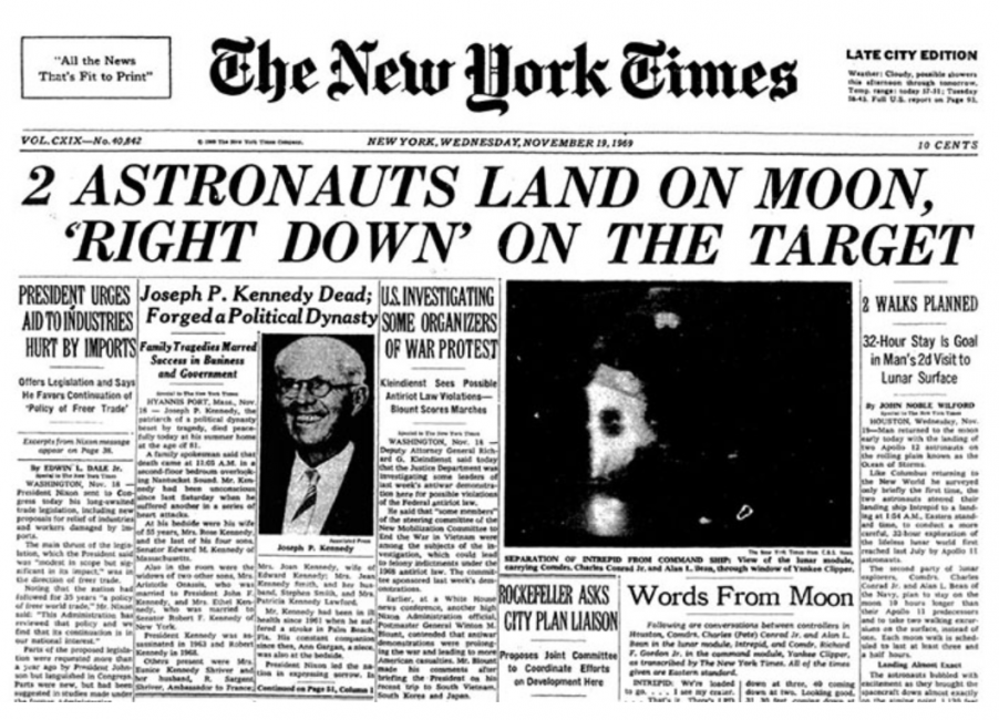 The front page of The New York Times from November 19th, 1969