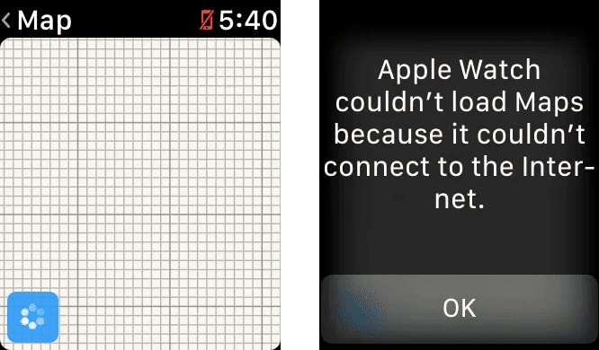 apple maps having technical issues on a smartwatch vs. a desktop.