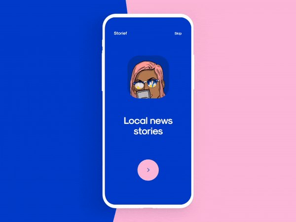 Animated onboarding screens on a mobile phone