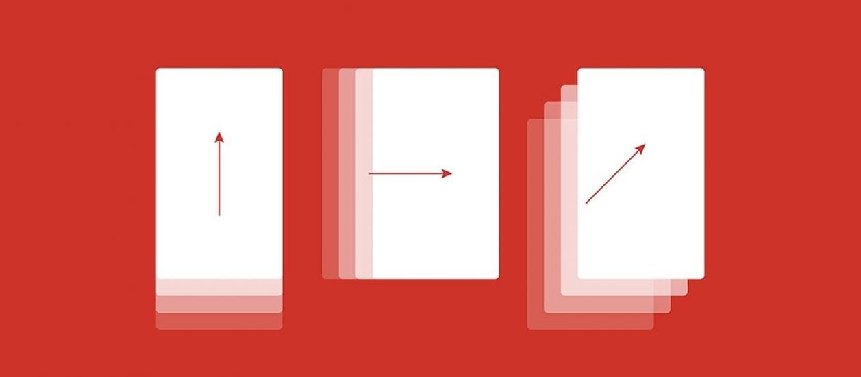 An illustration showing the different ways of swiping and fading