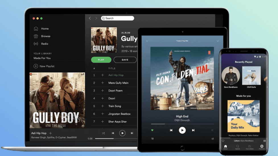 screenshot of spotify interface