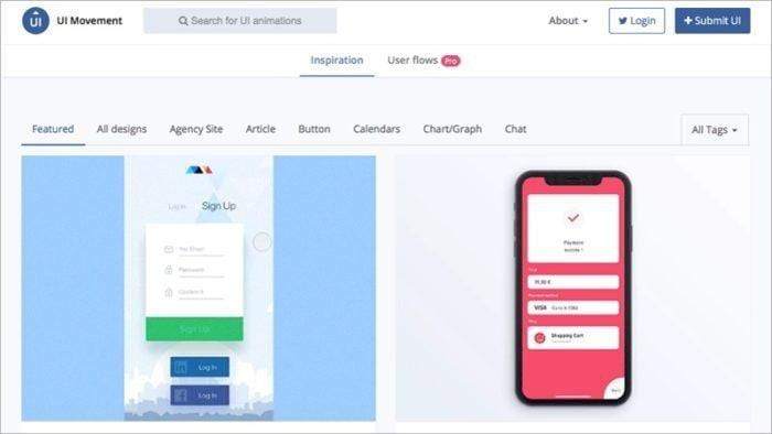 A screenshot from the UI Movement website
