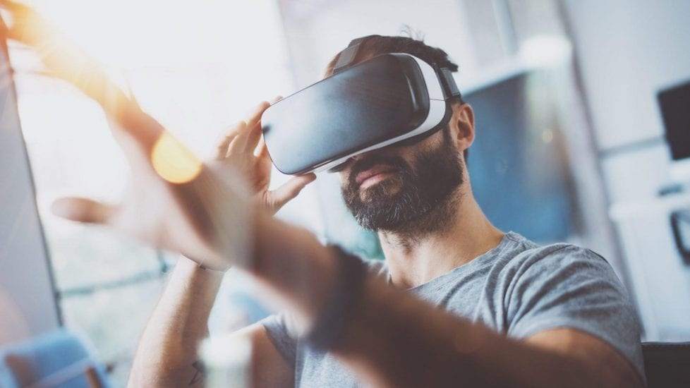 Man using virtual reality