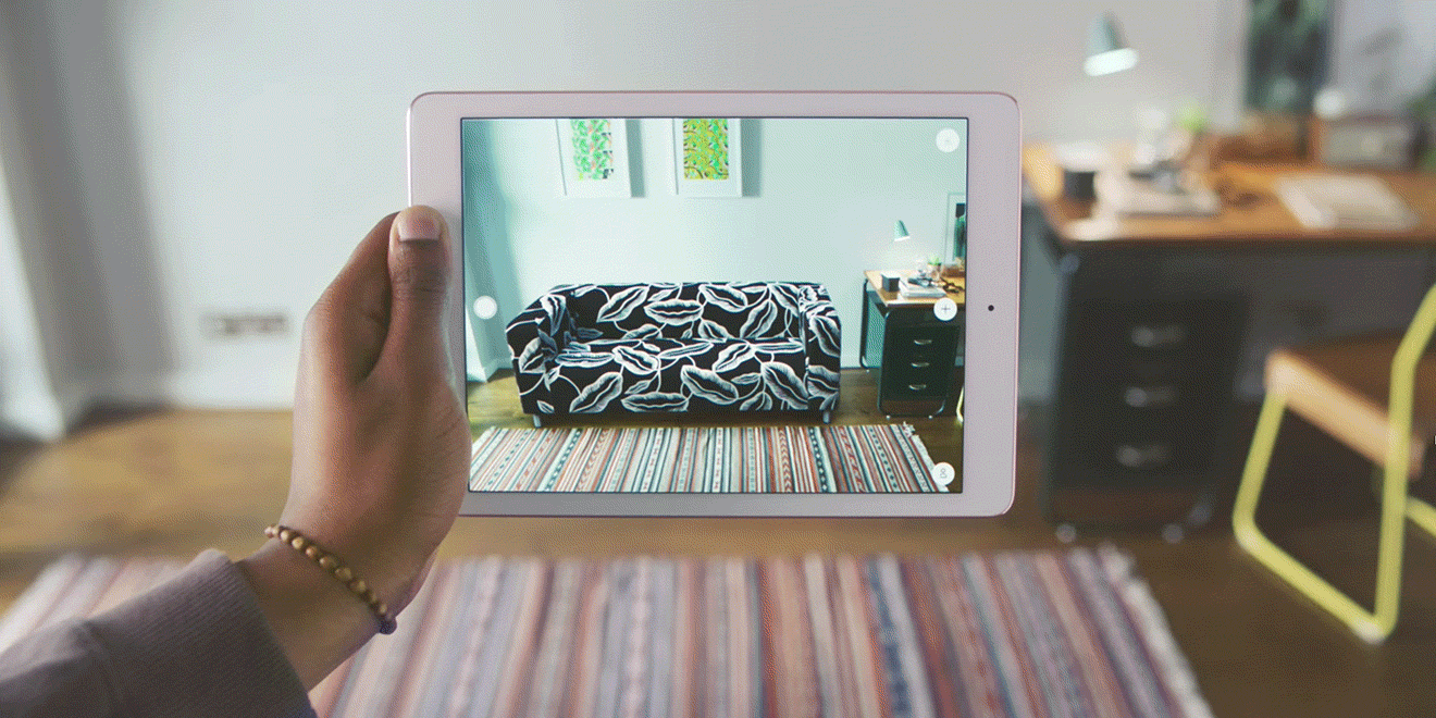 Gif showcasing the ability to use the Ikea app to plan a room