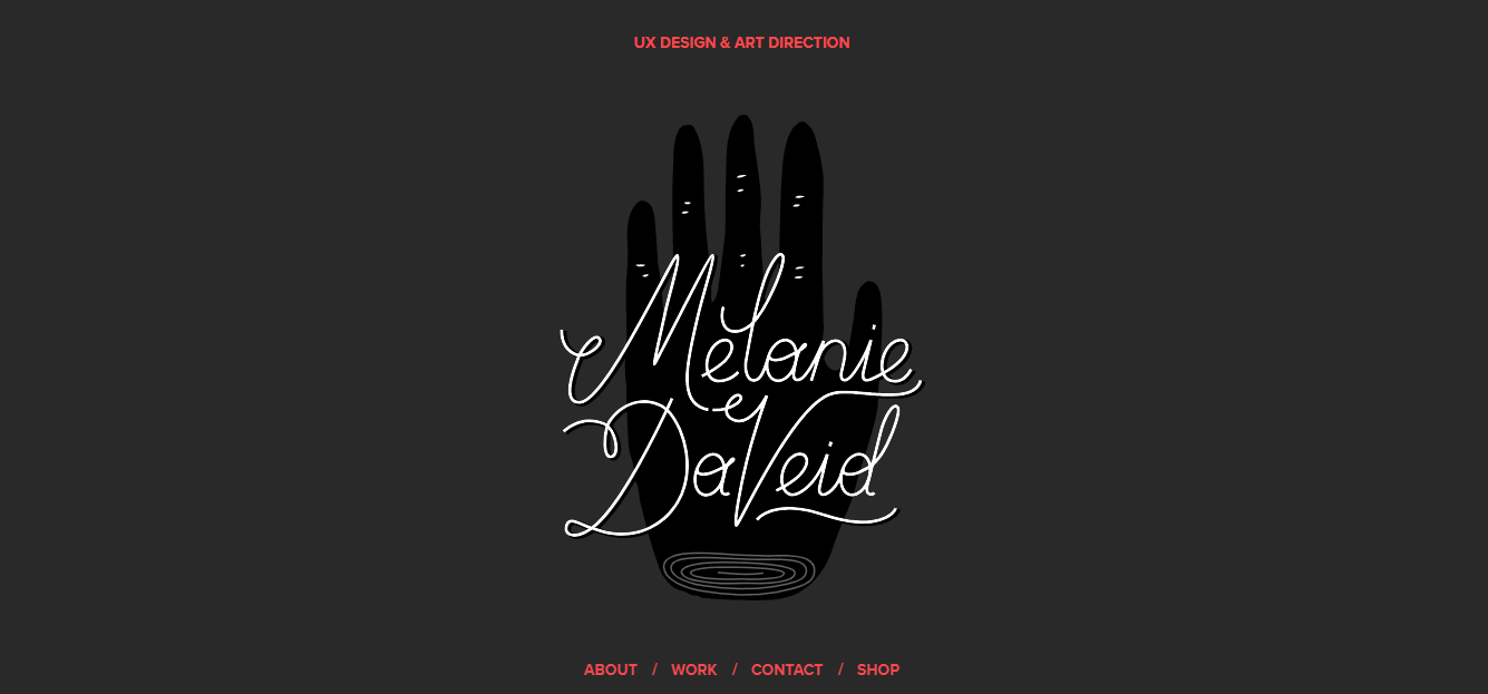 Gif of Melanie David website using parallax effects for decorative and functionality purposes