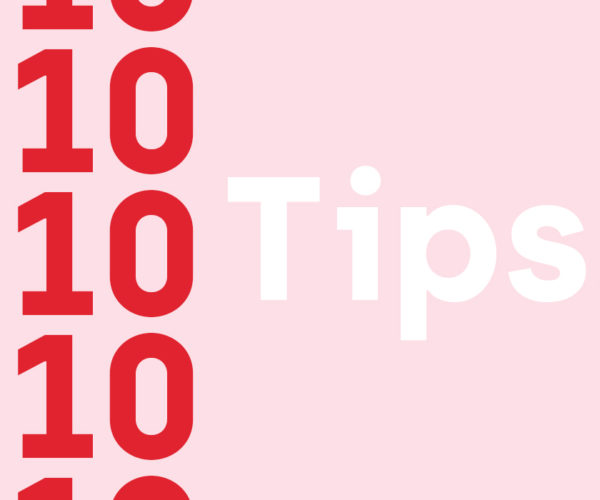 The number 10 and the word tips in bold colors.