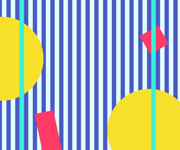 Yellow circles on top of a blue pin stripped background