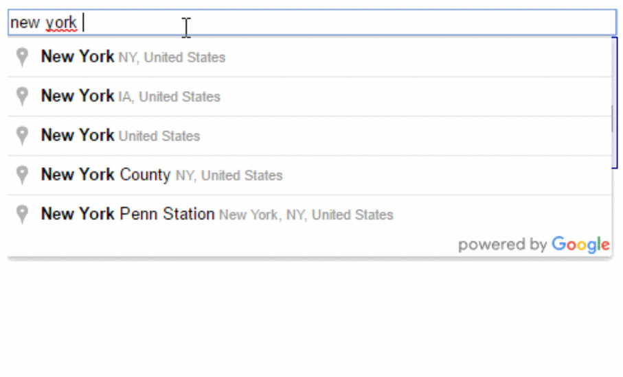 Google's search form field allows for auto-completion for ease of use.