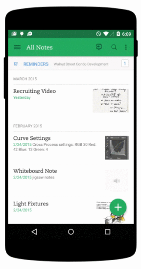 Floating action button that is found on the Evernote application.