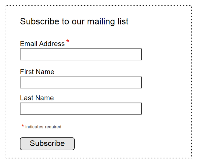 Visual of a required form field to show the difference between mandatory and optional