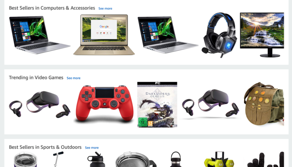 Screenshot of website's different category pages filled with various technology. 