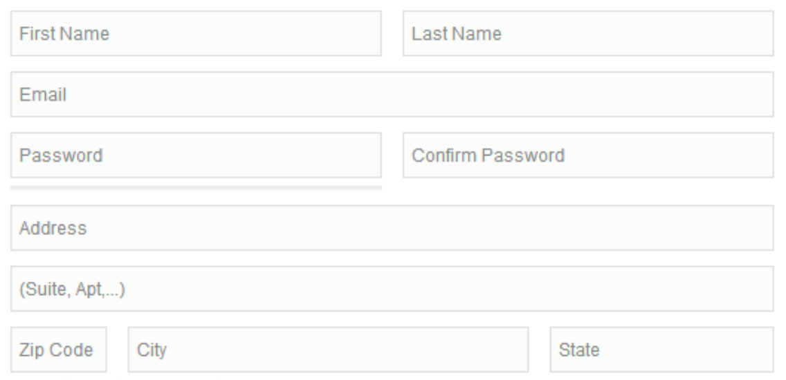 Putting floating labels in each form field will help a user understand what is required in each form.