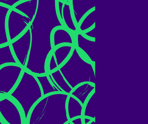 An abstract image of green circular squiggles on a blue background